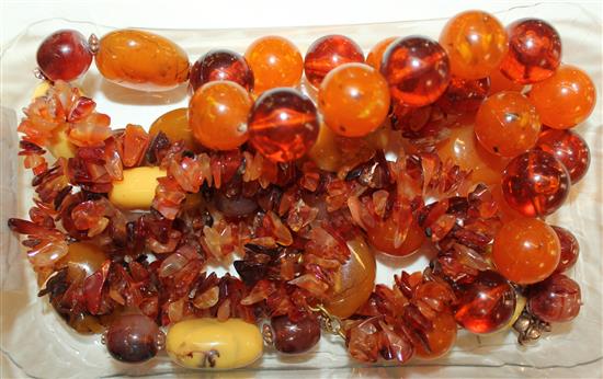 Amber beads & 2 others